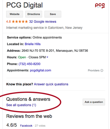Google Business Profile Questions and Answers Section
