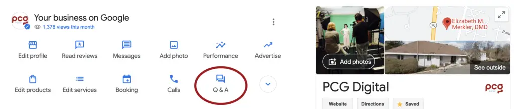 Q&A icon for google business profile