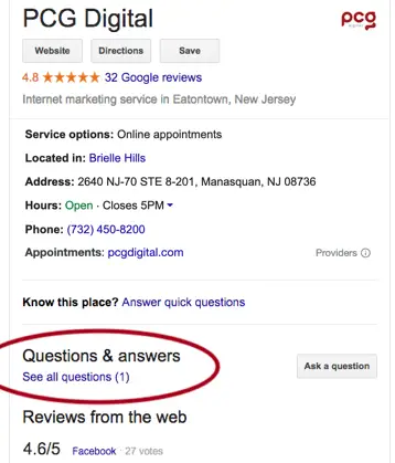 alternative Q&A icon for google business profile